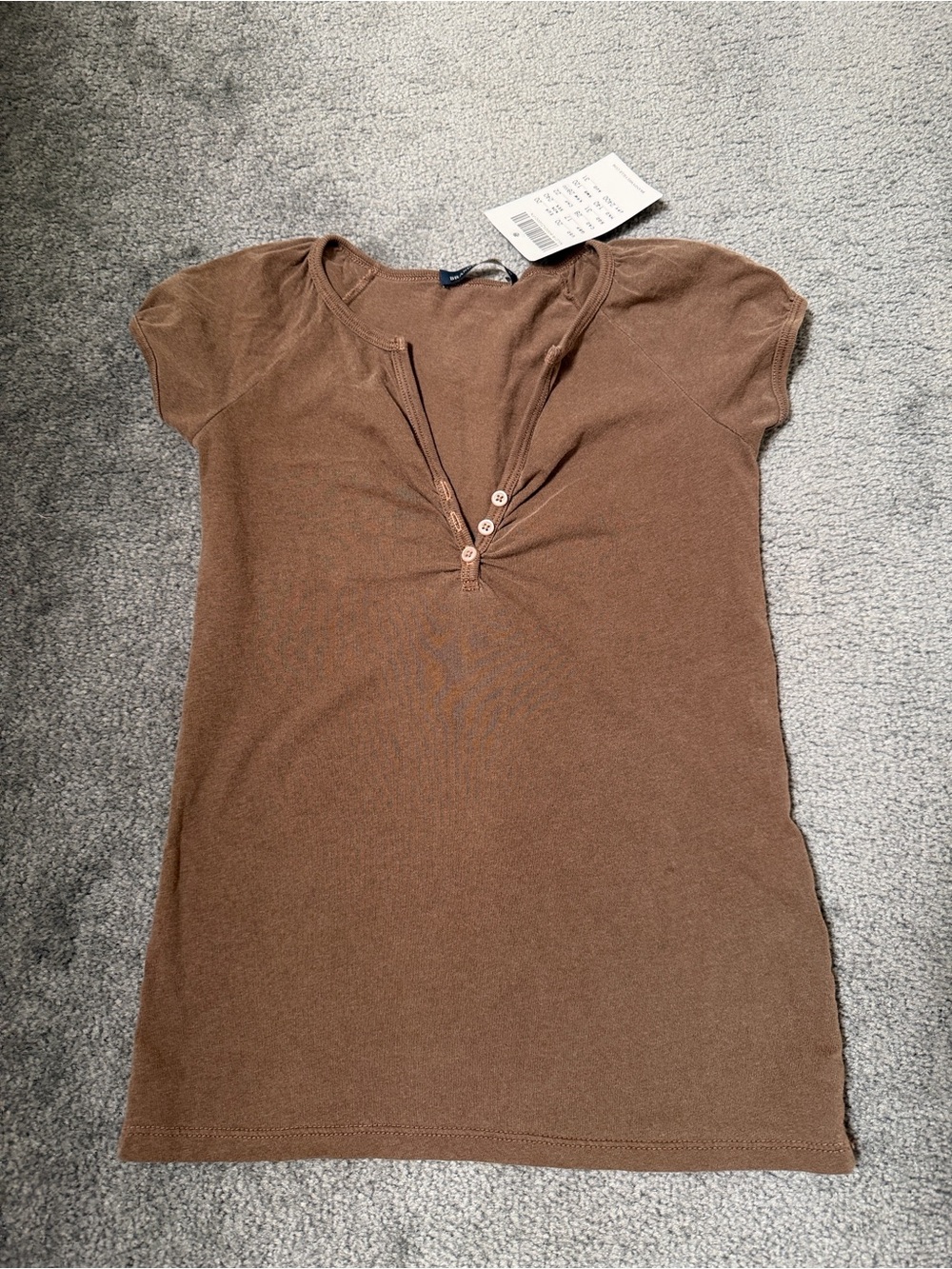 Brandy Melville Brown Short-Sleeve Henley Top